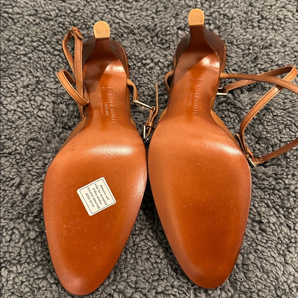Ralph Lauren Purple Label Collection Italian Leather Slingback Pumps Size 10.5 M - Picture 11 of 12